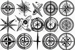 compass and airplane tattoo idea