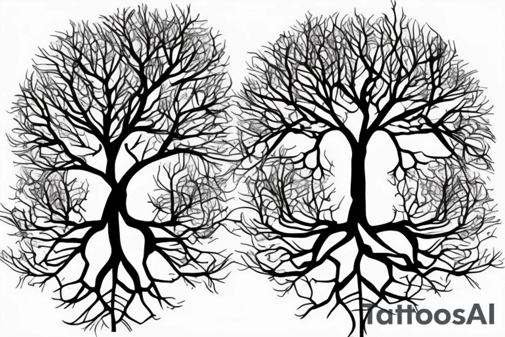 A tree with two trunks that intertwine in DNA tattoo idea A tree with two trunks that intertwine in DNA tattoo idea