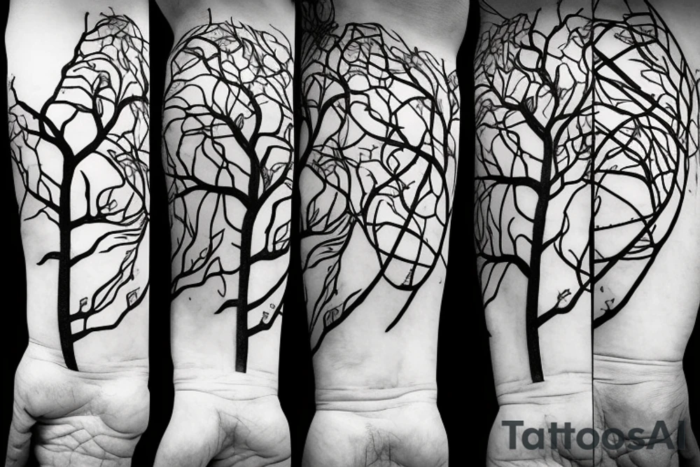 A tree with two trunks that intertwine in DNA tattoo idea A tree with two trunks that intertwine in DNA tattoo idea