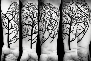 A tree with two trunks that intertwine in DNA tattoo idea