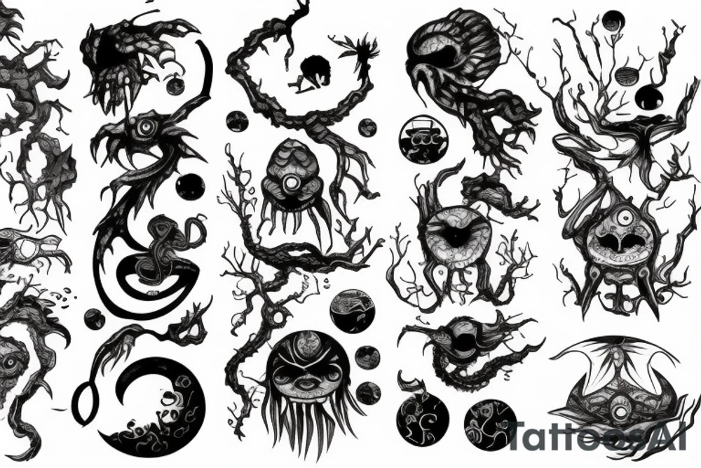 Cute Kthulkhu and earth tattoo idea