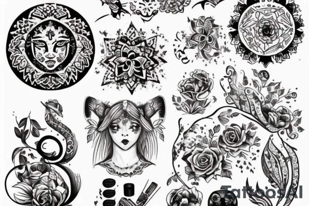 Девушка со змеями во рту tattoo idea