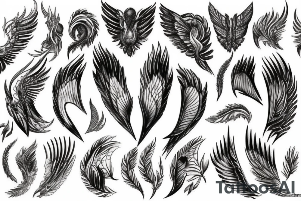 Mirrored Wings in fire tattoo idea