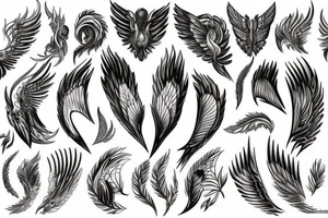 Mirrored Wings in fire tattoo idea