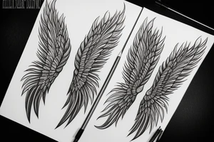 Mirrored Wings in fire tattoo idea