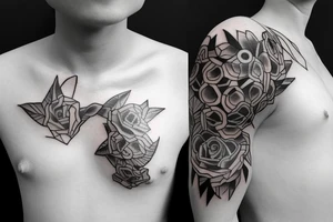 Girl chest full growth tattoo idea