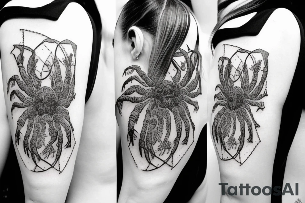 Tarantula spider body with girl's head tattoo idea