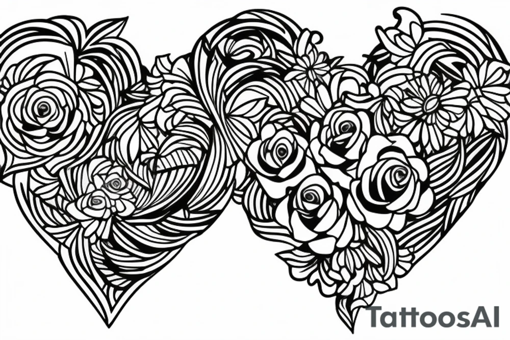 Heart with flowers tattoo idea