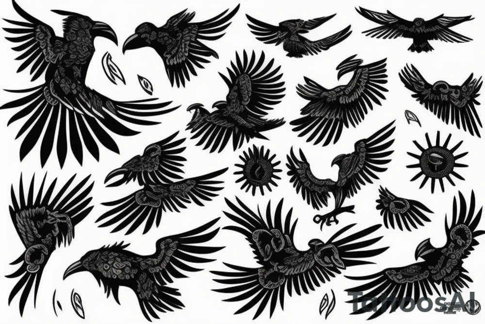 Black raven from Celtic patterns tattoo idea