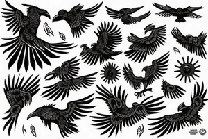 Black raven from Celtic patterns tattoo idea