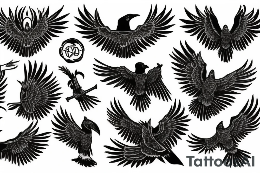 Black raven from Celtic patterns tattoo idea