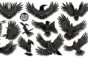 Black raven from Celtic patterns tattoo idea