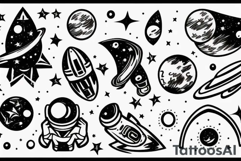 astronaut holding a galaxy tattoo idea