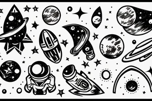 astronaut holding a galaxy tattoo idea