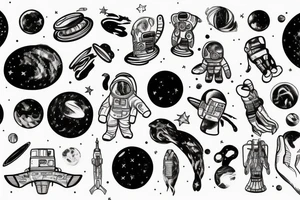 astronaut holding a galaxy tattoo idea