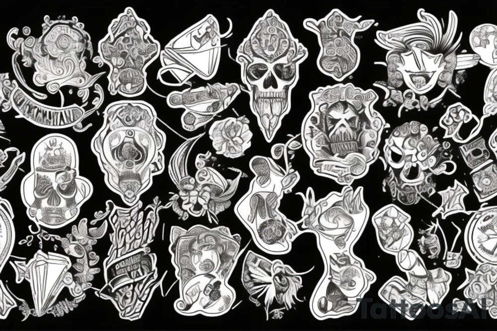 мультяшная и смешная вселенная tattoo idea
