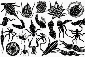 Thin,flower,scorpion,geometric tattoo idea
