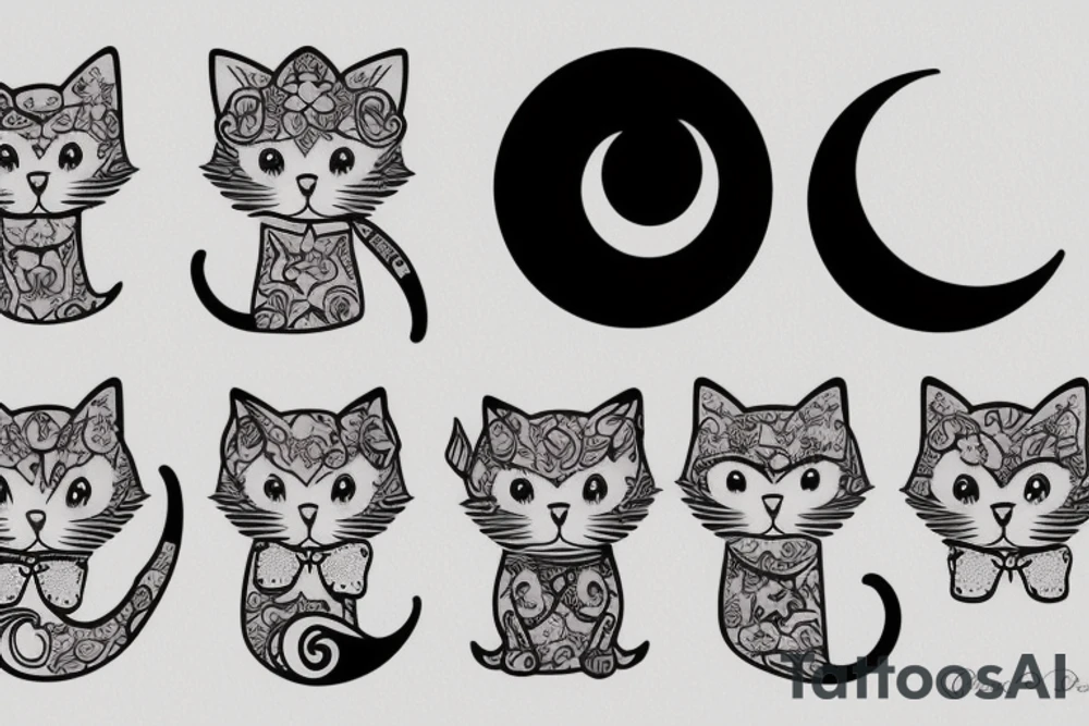 Fancy cat, sparkle, moon tattoo idea