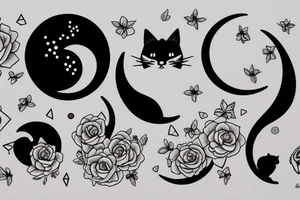 Fancy cat, sparkle, moon tattoo idea