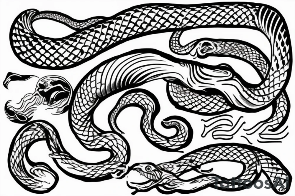 Snake surf wave rum tattoo idea