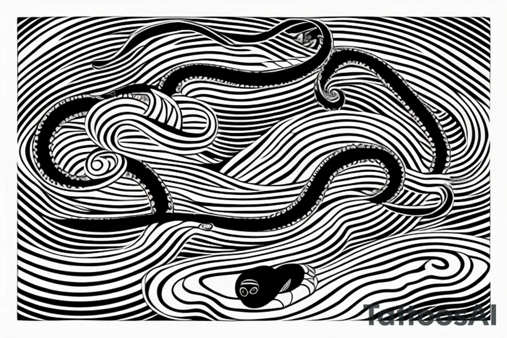 Snake surf wave rum tattoo idea