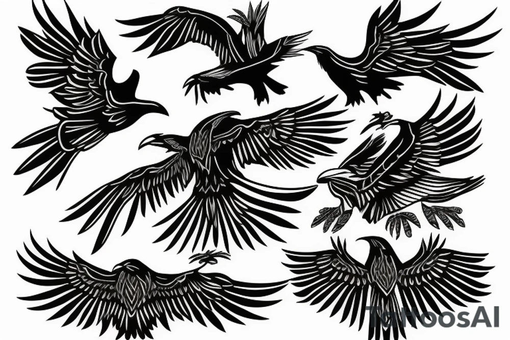 Black raven from Celtic patterns tattoo idea