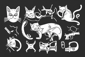 cat with gun tattoo idea