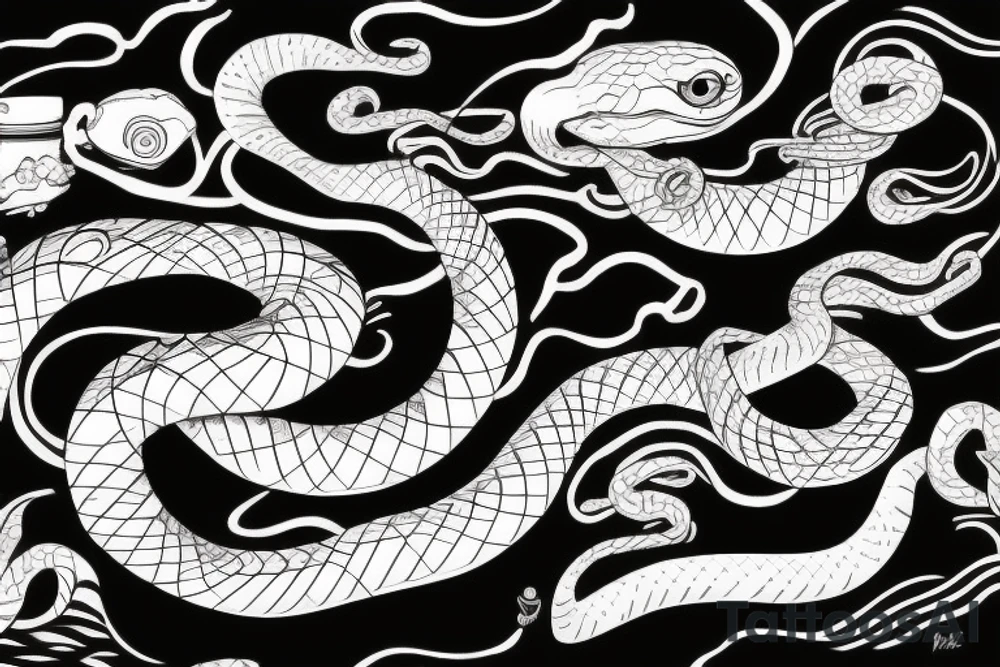Snake surf wave rum tattoo idea