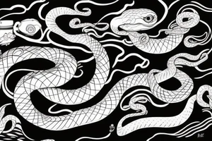 Snake surf wave rum tattoo idea