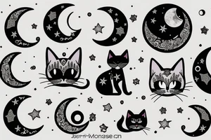 Fancy cat sparkle moon tattoo idea