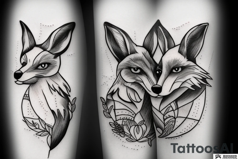 Fox and hare love tattoo idea