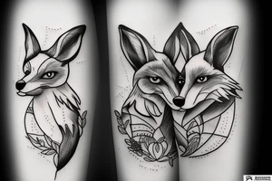 Fox and hare love tattoo idea