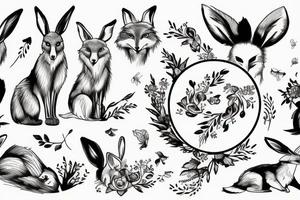 Fox and hare love tattoo idea