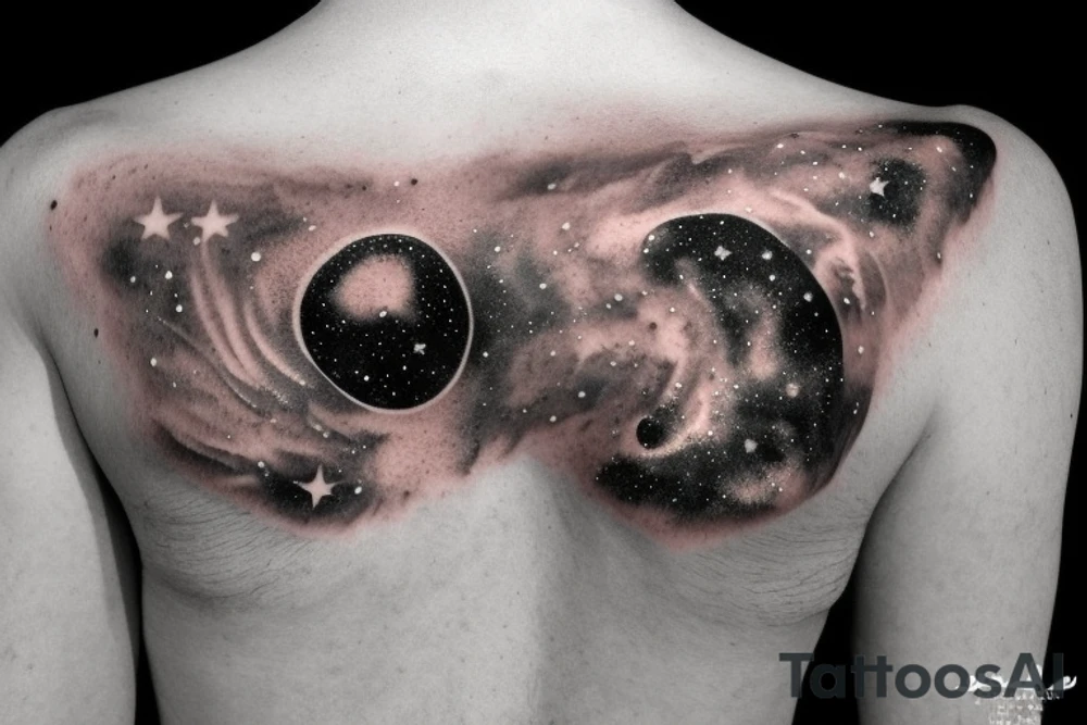 astronaut holding a galaxy tattoo idea