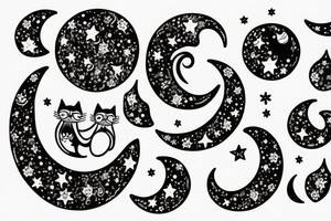 Fancy cat sparkle moon tattoo idea