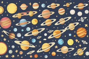 Space ship in the endless space with a lot of different planets tattoo idea