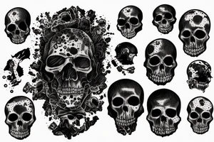 Head dark death trash polka tattoo idea