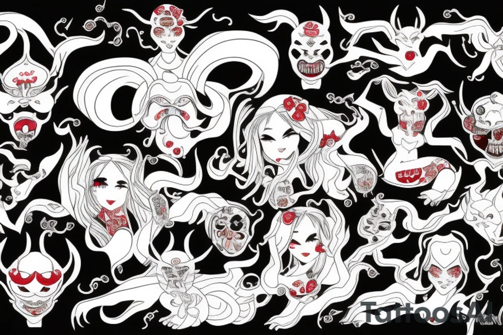 Japan girl demon tattoo idea