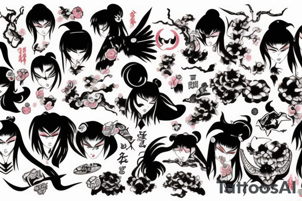 Japan girl demon tattoo idea