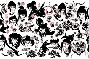 Japan girl demon tattoo idea