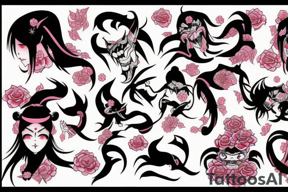 Japan girl demon tattoo idea