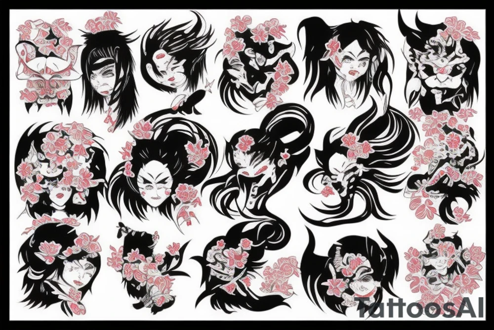 Japan girl demon tattoo idea