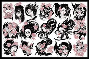Japan girl demon tattoo idea