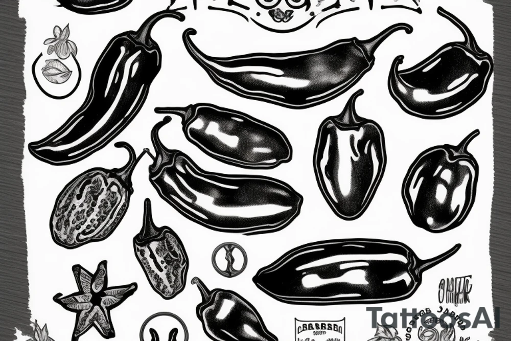black jalapeno pepper tattoo idea