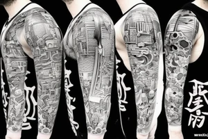 Samurai in cyberpunk setting tattoo idea