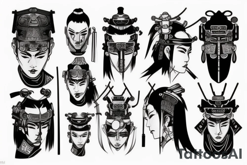 Samurai in cyberpunk setting tattoo idea