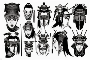 Samurai in cyberpunk setting tattoo idea