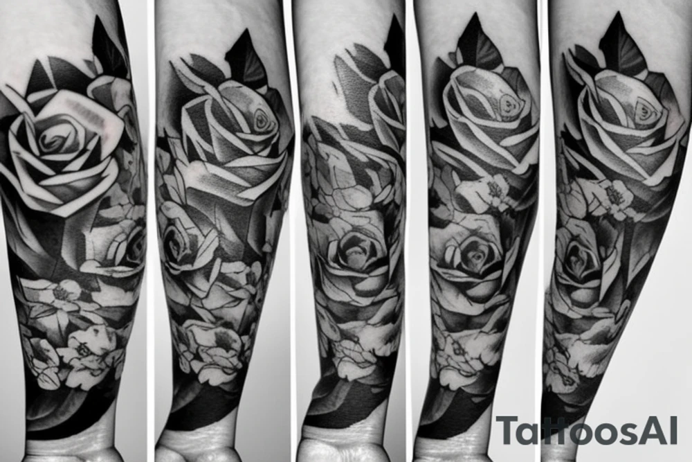 5 roses around the arm tattoo idea