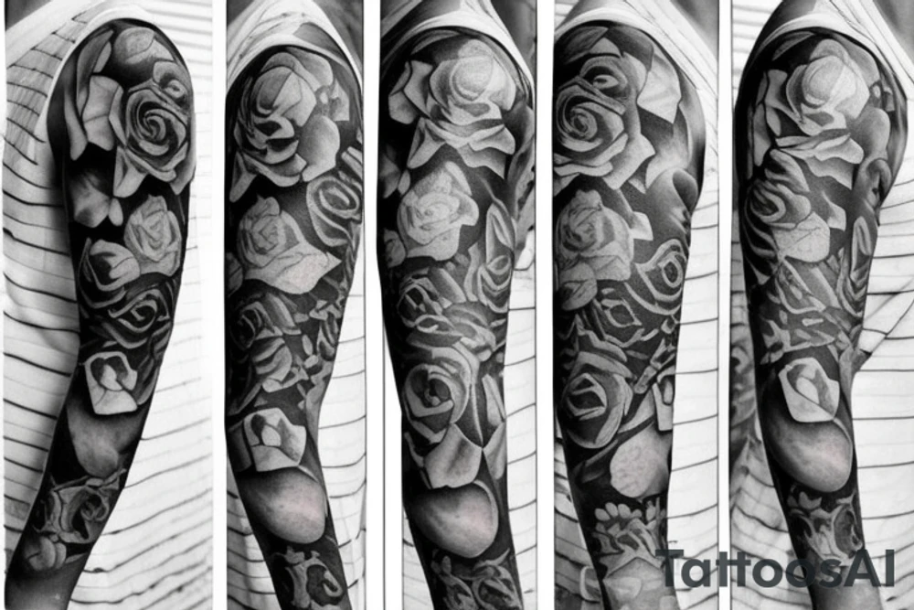 5 roses around the arm tattoo idea