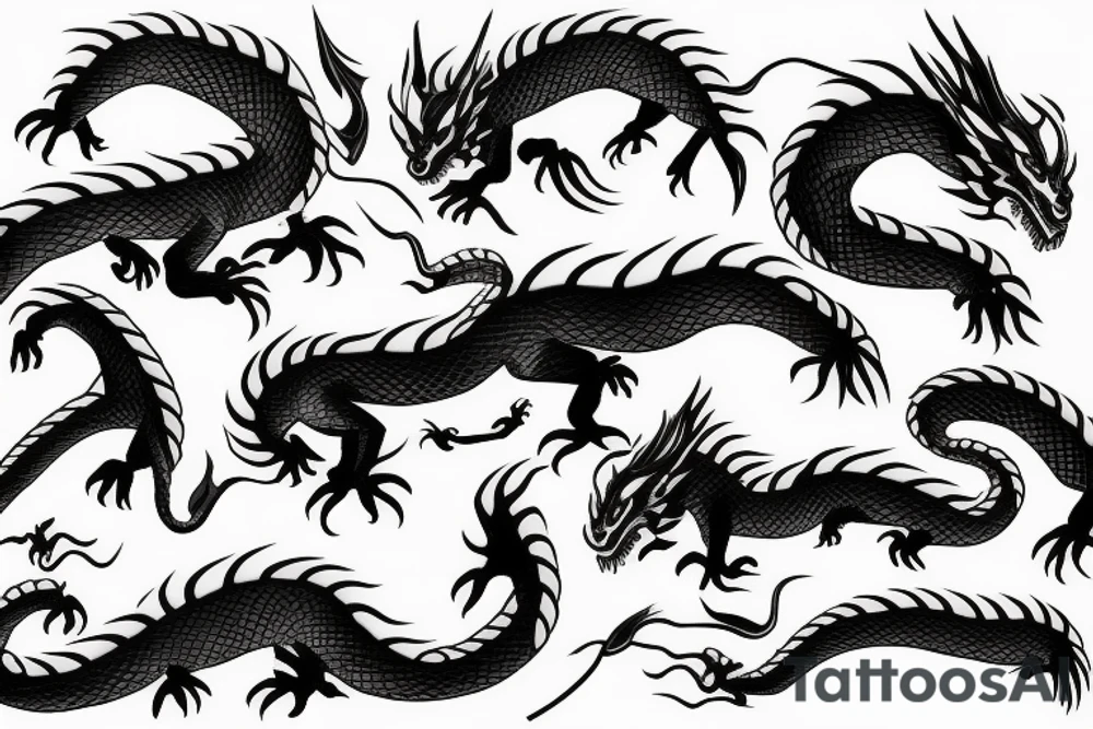 dragon around the katana tattoo idea